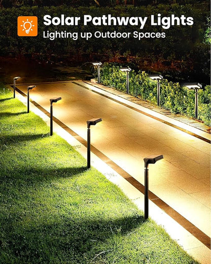 Solar Walkway Lights Outdoor, 92 LEDs Motion Sensor Outdoor Lights,600Lumen Brighter Solar Pathway Light with Adjustable Angle for Garden, Yard, Walkway(Warm White, 2 Pack)