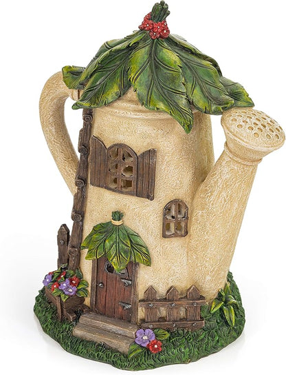 VP Home Watering Can Fairy Cottage Solar Light for Home and Outdoor Decor, Watering Can Solar Powered Flickering LED Garden Light Fairy Cottage Backyard Halloween Decoration