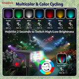Solar Lights Outdoor Waterproof, LED Solar Spot Lights Outdoor, 7 Color Changing Solar Spotlights, Multicolor RGB | Lumora