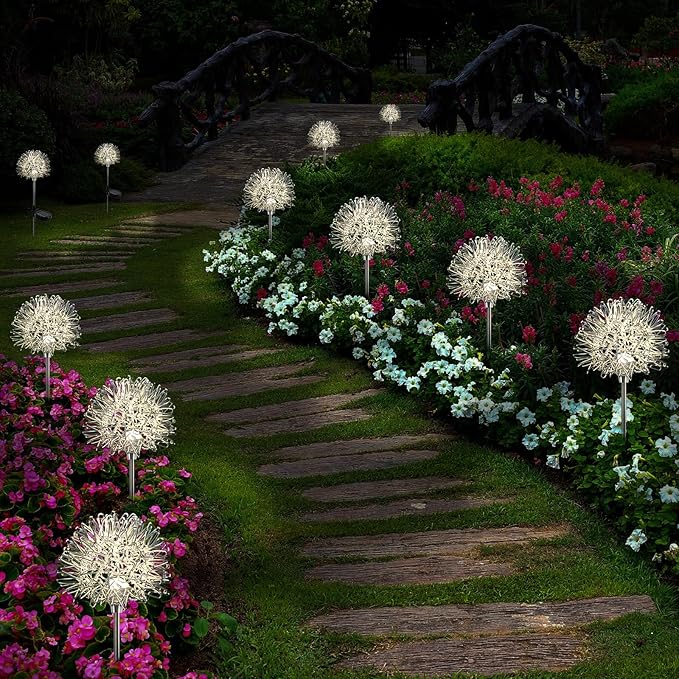 Solar Garden Lights - 2 Pack Decorative Outdoor Lights, Auto ON/OFF for Garden Gifts, White