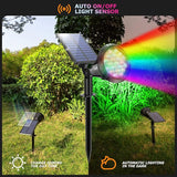 Solar Color Spot Lights Outdoor, 21 LEDs Color Changing Outdoor Lights, IP67 Waterproof RGB Multicolor Yard Solar | Lumora
