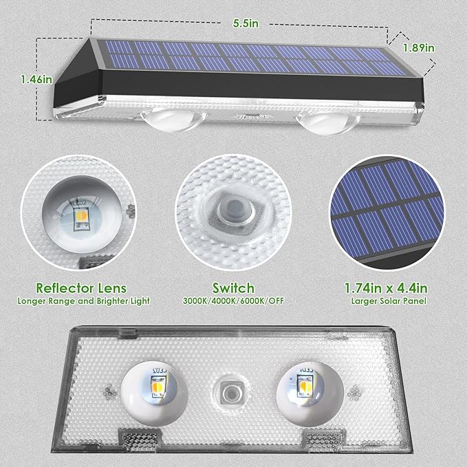 Solar Fence Lights Outdoor Waterproof Led RGB Color Changing Solar Outdoor Lights, Fence Solar Powered Light for Outside, Backyard, Wall, Patio, Deck Railing, Stair (8 Pack)