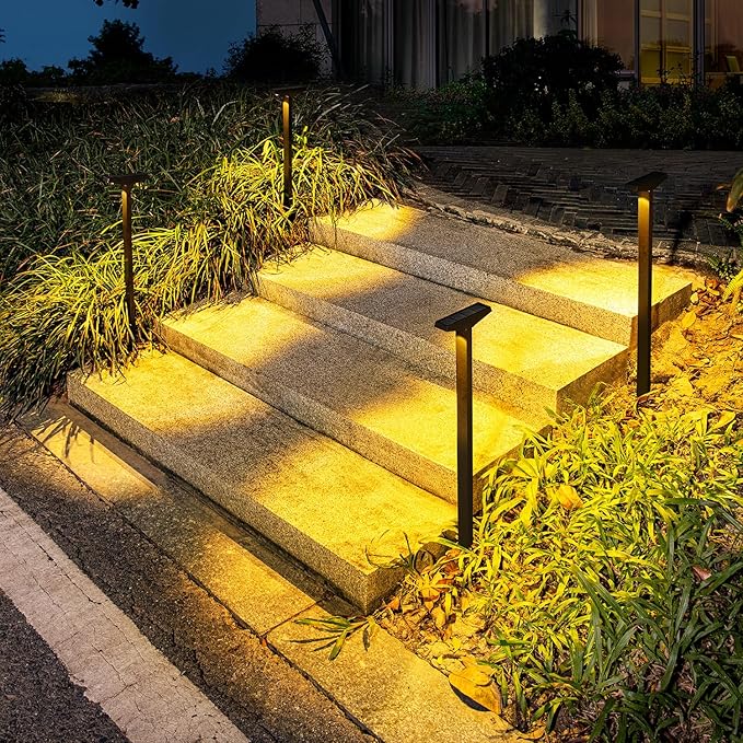 Anern Solar Pathway Lights Outdoor, 2 Pack Driveway Lights with Larger Solar Panel, Auto On/Off up to 10 Hrs Waterproof Outdoor Lights for Yard, Patio, Lawn (Warm White)
