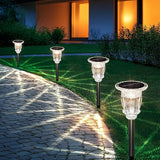 Solar Pathway Lights Outdoor 2 Pack, 3 Lighting Modes Glass and Stainless Steel White Solar Garden lights, 17.3" | Lumora