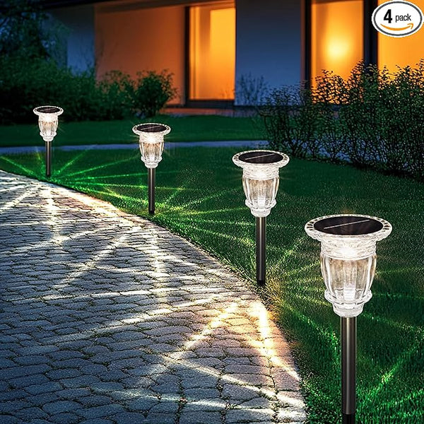 Solar Pathway Lights Outdoor 4 Pcs, Warm White Incandescent Solar Garden lights, 17.5" Waterproof & Solar Powered | Lumora