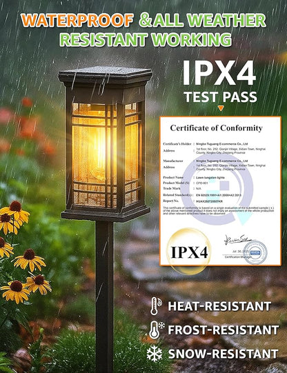 4 Pack Solar Lights Outdoor Waterproof - Solar Powered Outdoor Lights for Patio Yard Pathway Walkway Lawn Garden Decor Landscape Lighting Solar Lights Outdoor