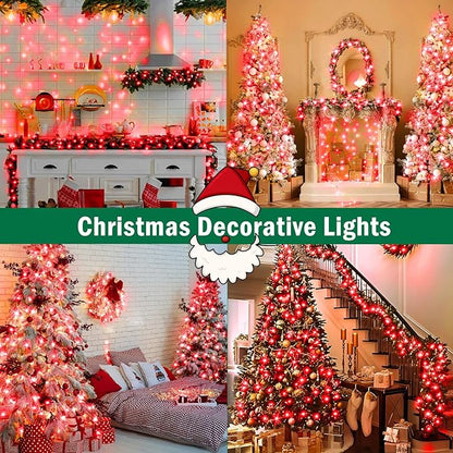SAUIRS 197FT 500 LED Christmas Lights Outdoor String Lights with 8 Modes Timer Waterproof Fairy Light Plug in for Outside Indoor Party Xmas Palm Tree Yard Wedding Decorations(Red)