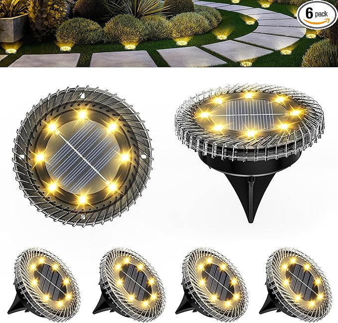 6 Pack Small Solar Ground Lights, Pathway Lights Waterproof, Outdoor Solar Light for Garden, Driveway, Walkway | Lumora