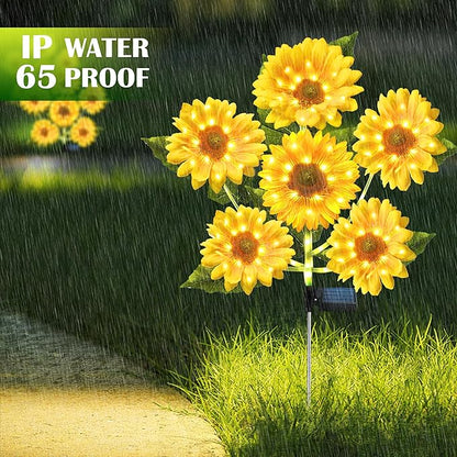 Solar Garden Lights - Solar Flower Lights 12 Sunflower 60 LED Solar Stake Lights Outdoor Waterproof for Garden,Yard, Lawn,Pathway,Patio,Backyard,Gifts for Mom(2 Pack)