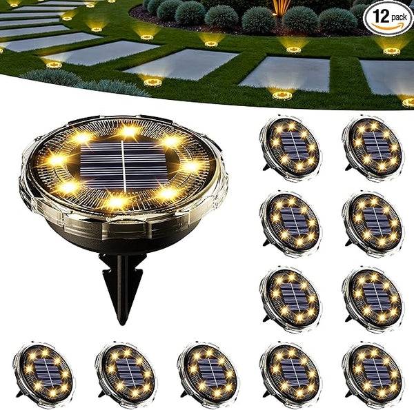 SOLPEX Solar Ground Lights 12 Pack, Solar Pathway Lights Outdoor Waterproof, Landscape Lighting for Garden | Lumora
