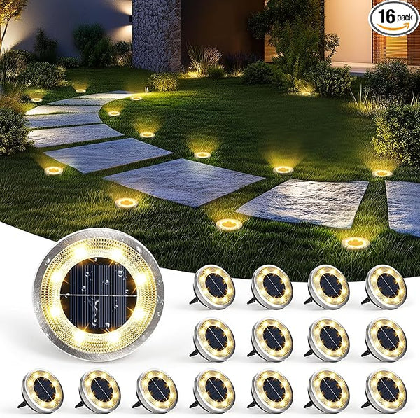 SOLPEX 16 Pack Solar Ground Lights Outdoor Waterproof, Solar Powered Pathway Lights, Landscape Lighting for Garden | Lumora