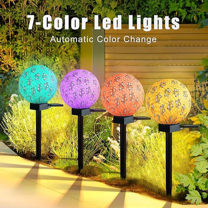 Bee Design Solar Pathway Lights Outdoor, Waterproof LED Garden Light with 7 Colors, Auto On/Off Landspace Lantern, Garden Decor for Yard, Patio, Planter, Walkway