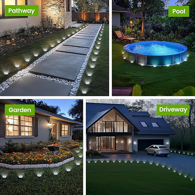 Mini Solar Ground Lights, 12 Pack Solar Powered Pathway Lights, Waterproof Outdoor Light for Garden, Driveway | Lumora