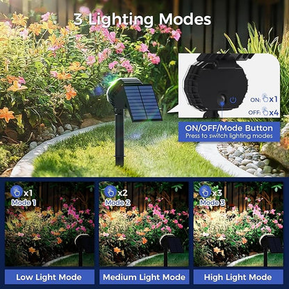 Solar Spot Lights Outdoor Waterproof IP65, 3 Modes Solar Lights Outdoor 35 LED Landscape Lighting, Spot Uplights for Garden Patio Yard Walkway Driveway House Backyard, 6 Pack Neutral White(4000K)