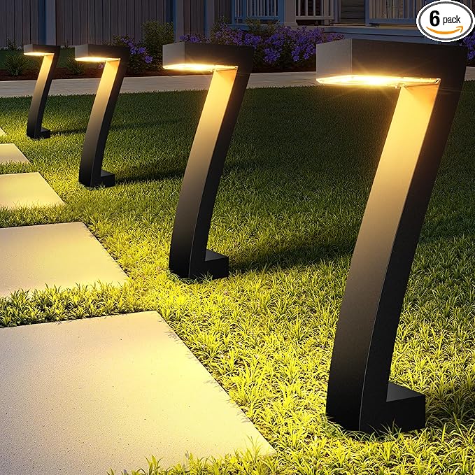 WdtPro Solar Lights Outdoor Pathway Lights, 6 Pack Upgraded Bright LED Outdoor Solar Light for Outside, IP65 Waterproof Solar Garden Light for Yard, Driveway, Walkway, Landscape, Patio Decor