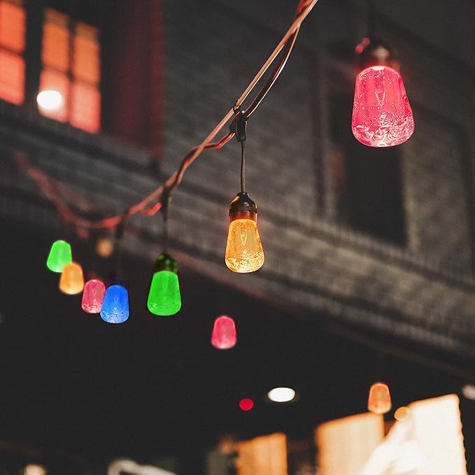 AWQ 60 FT Outdoor String Lights Commercial Grade Vintage Shatterproof Bulbs Weatherproof Patio String Lights for Wedding, Party, Holiday, Christmas, Birthday, Gathering Decoration (Multicolour)