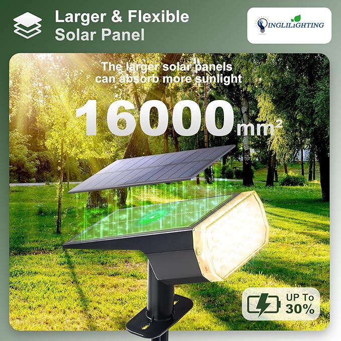 DINGLILIGHTING Solar Lights Outdoor Waterproof: IP65 Led Spot Light Decorations for Garden - 3 Lighting Modes Solar | Lumora