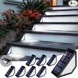 8 Pack Solar Step Lights for Outside, 24 LEDs Solar Stair Lights Waterproof IP65, Solar Deck Lights Outdoor Decor | Lumora