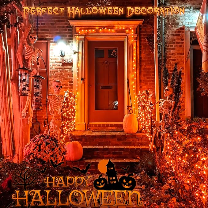 Ｗoohaha Solar Halloween Lights Outdoor,2 Pack Each 33Ft 100LED Orange Halloween Lights,Copper Wire Solar Powered | Lumora