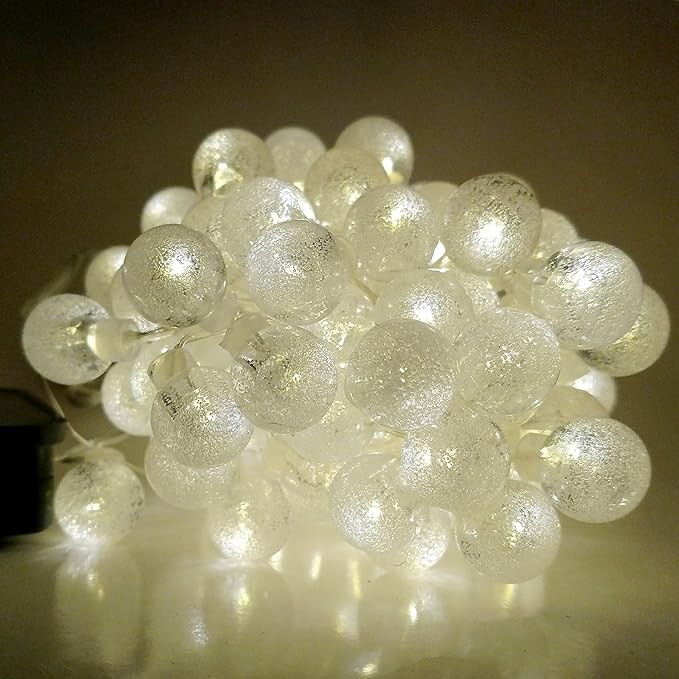 Hometown Evolution, Inc. Solar Powered Air Bubble String Lights - 100 LED Warm White, 8 Modes, Outdoor Waterproof for Gardens, Patios, Yards, Home, Parties and More