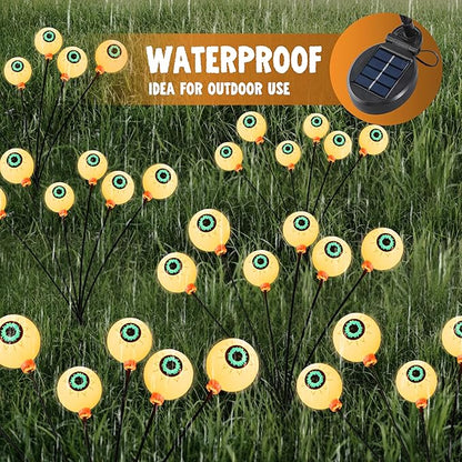 JOYIN Halloween Decorations Outdoor Solar Scary Eyeball Lights, 8 Pcs 48LEDs Warm Pathway Yard Stakes, Waterproof Firefly Lights for Halloween Graveyard Yard Garden Patio Walkway Party