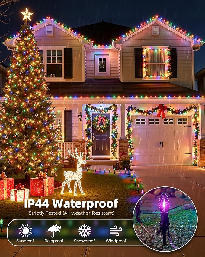 C9 Christmas String Lights Outdoor - 25.7 Feet 20 LED Christmas Pathway Lights with 20 Stakes Connectable | Lumora