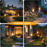 pearlstar 2 Pack Solar Lights Outdoor, Hanging Solar Lanterns with Edison Bulb and 2 x 32 Inch Shepherd Hooks | Lumora