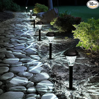 GIGALUMI 10 Pack Solar Lights Outdoor Waterproof, Outdoor Solar Lights for Yard, Solar Garden Lights, Yard Decorations Outdoor for Pathway, Patio, Garden, Driveway, Lawn, and Landscape(Cold White)