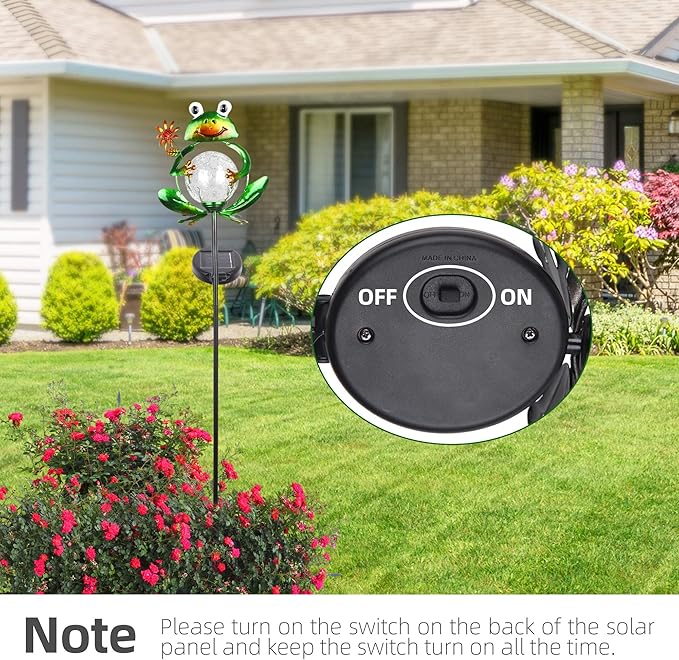 Garden Solar Lights Outdoor Decorative, Metal Frog Shape, Waterproof Stake Lights with 2 FT, Auto ON/Off Solar Powered Light for Lawn, Backyard, Patio, Pathway