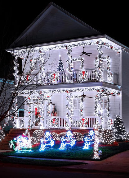 Solar Lights Outdoor Waterproof, 2 Pack Total 144FT 400 LED Solar Powered String Lights with 8 Lighting Modes, Solar Patio Lights, Solar String Lights for Outdoor Outside Tree Balcony, Pure White