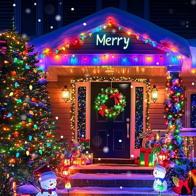 Brightown C9 LED Christmas String Lights, 2 Pack 66ft Multi-Color Outdoor Lights String with 100 Smooth Opaque | Lumora