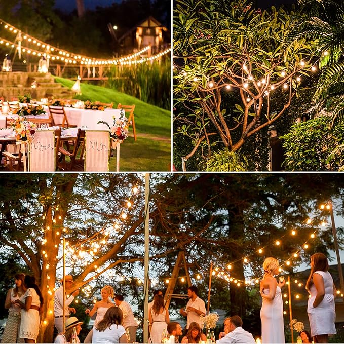 100FT G40 Solar String Lights, Globe Outdoor String Lights with 52 E12 Waterproof LED Bulbs, 2700K Shatterproof | Lumora