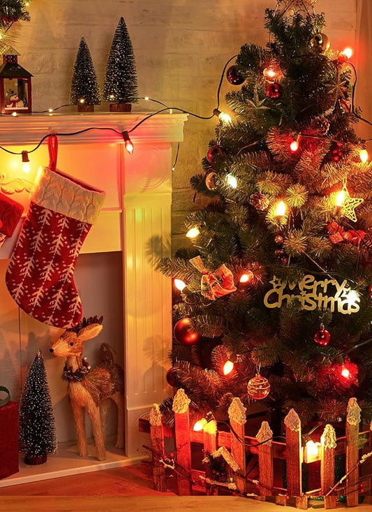 Vintage C9 LED Christmas Lights Outdoor, 100 Feet String Lights with 50 Shatterproof Bulbs, Waterproof Connectable Christmas Tree Lights for Outside Roofline Patio Xmas Decor, Red & Warm White