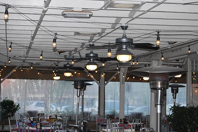 Vintage 48-Ft Outdoor Commercial String Lights with 24 Suspended Sockets and 24 Clear S14 Bulbs, 14 Gauge Black Cord
