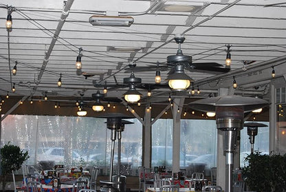 Vintage 48-Ft Outdoor Commercial String Lights with 24 Suspended Sockets and 24 Clear S14 Bulbs, 14 Gauge Black Cord