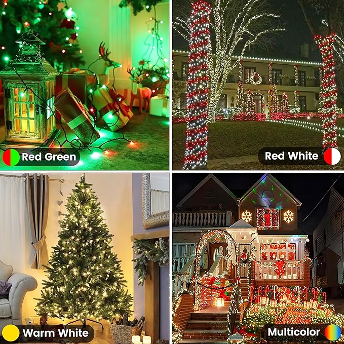 Albelt Smart Color Changing Christmas Lights, Christmas Decoration Lights with Remote & Timer, 66 FT 200 LED RGB Twinkle Fairy String Light Waterproof for Indoor Outdoor Valentines Xmas Tree Decor