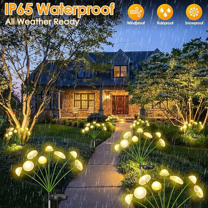 2PK 16LED Solar Garden Lights Outdoor, Mushroom Solar Lights Outdoor, IP65 Waterproof Firefly Light Outside Decor for Patio Pathway, Sway by Wind for Pathway Garden Mushroom Decorations, Warm White