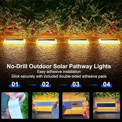 Lacasa Solar Deck Lights, Solar Light Outdoor Waterproof IP68, 8 Pack Solar Powered Pathway Yard Driveway Step Landscape Lights, LED Lighting 50LM for Garden Path Walkway Stair Patio, Warm White 2700K