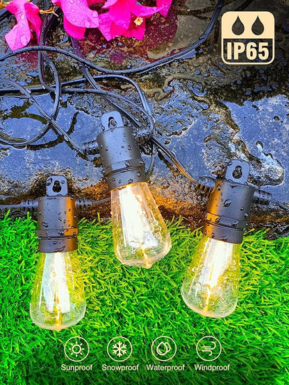 DAMAING String Lights for Outside 198FT,64 Vintage Bulbs LED Outdoor Edison Lights Waterproof,Shatterproof Connectable Patio Lights Outdoor,Dimmable Hanging String Lights for Backyard