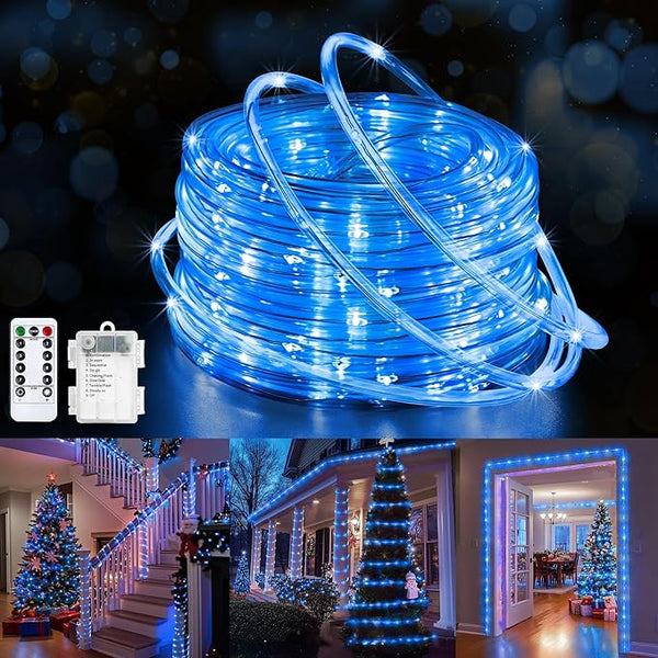 Jnaurb Battery Operated Rope Lights for Outside, 33FT 100LED 8 Modes Battery Operated String Lights, Waterproof | Lumora