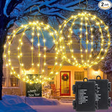 Joomer Battery Operated Ball Lights 2Pack, 13IN & 11IN 120 LED Foldable Metal Sphere Lights - Outdoor String Light | Lumora