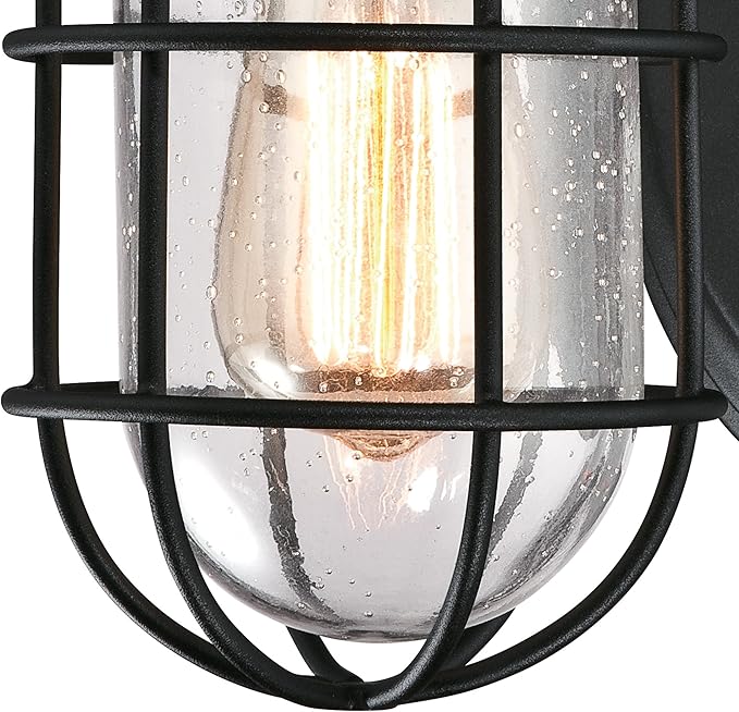 Westinghouse 6334700 Crestview One-Light Outdoor Wall Fixture, Textured Black Finish with Clear Seeded Glass | Lumora