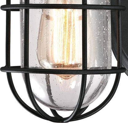 Westinghouse 6334700 Crestview One-Light Outdoor Wall Fixture, Textured Black Finish with Clear Seeded Glass