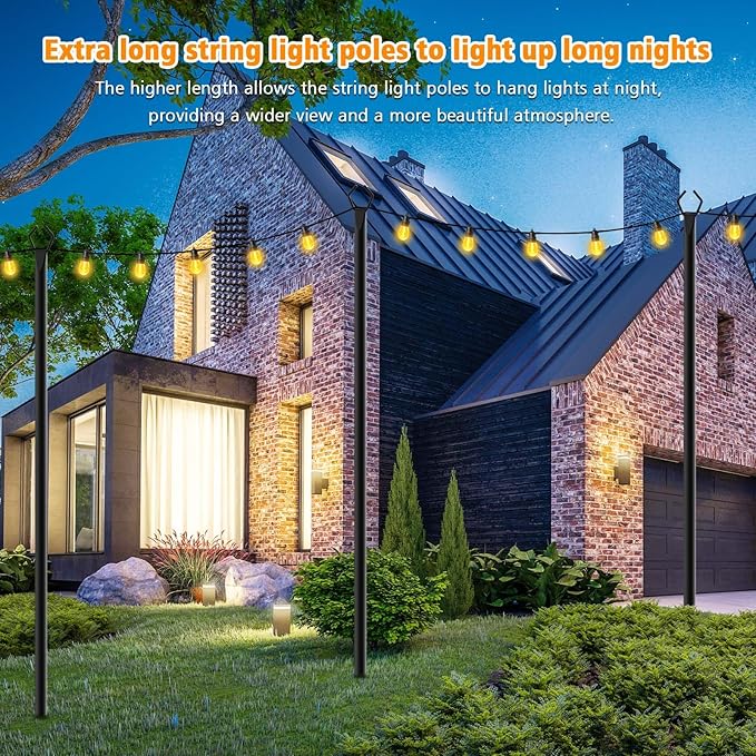 LETIANPAI 4 Pack String Light Poles,10 Ft Metal Poles with Fork for Outdoor String Lights,Outdoor Light Poles with | Lumora