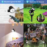 T-SUNUS Solar Spot Lights Outdoor White Christmas 4 Pack IP65 Waterproof Landscape Spotlights 6000K Separate Panel | Lumora
