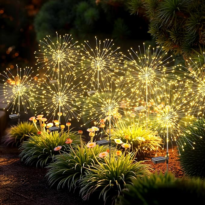 Solar Lights Outdoor, 120LED 8 Pack Fairy Garden Lights Decor for Outside Fireworks Lights Solar Powered for Yard | Lumora