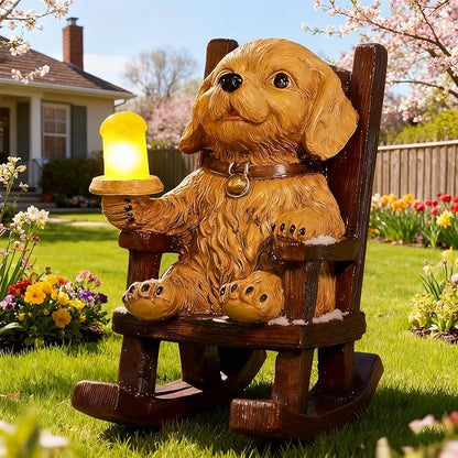 Dog Statue, Solar Garden Statues, Dog Decor with Solar Light, Outdoor Garden Decor for Yard Lawn Ornaments, Porch Patio Decor，Dog Figurines Gifts for Mom, Grandma, Women, Housewarming Presents