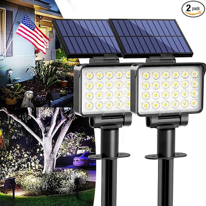 Solar Spot Lights Outdoor Waterproof for Flag, Tree, House, Garden, Yard, 3 Brightness Modes Solar Powered Landscape Spotlights 2 Pack Cool White
