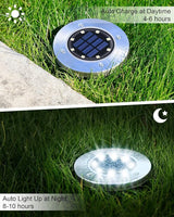 UFOND 8 Pack Solar Ground Lights, Outdoor Waterproof Garden Light Decor, Disk Solar Deck Light, Landscape Lighting | Lumora