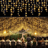 Icicle lights Outdoor - 33ft Christmas Lights with 400LED 75 Drops 8 Modes, Plug in Curtain String Lights | Lumora